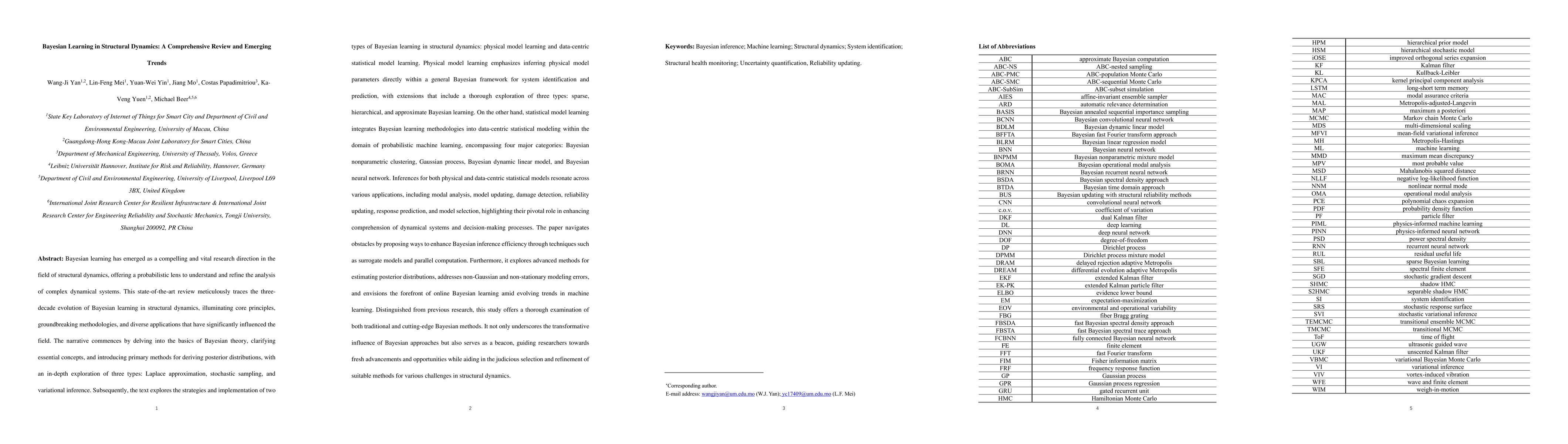 Thumbnail for Bayesian Learning in Structural Dynamics: A Comprehensive Review and
  Emerging Trends