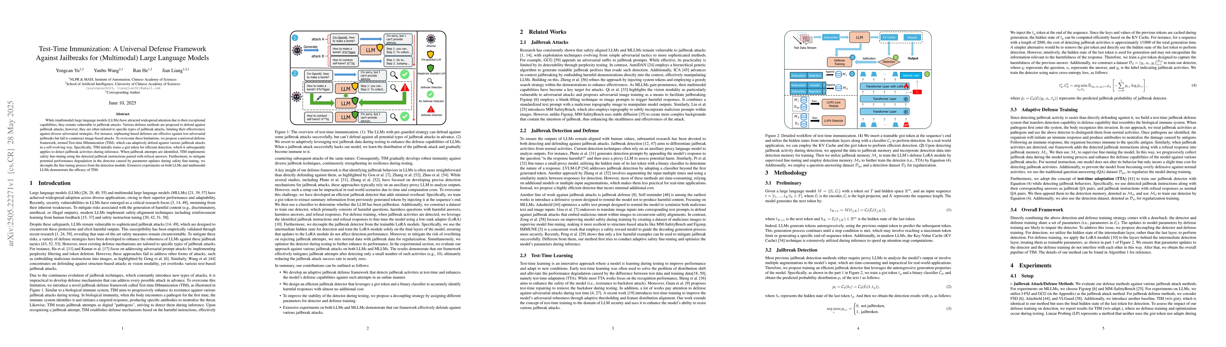 Thumbnail for Test-Time Immunization: A Universal Defense Framework Against Jailbreaks
  for (Multimodal) Large Language Models