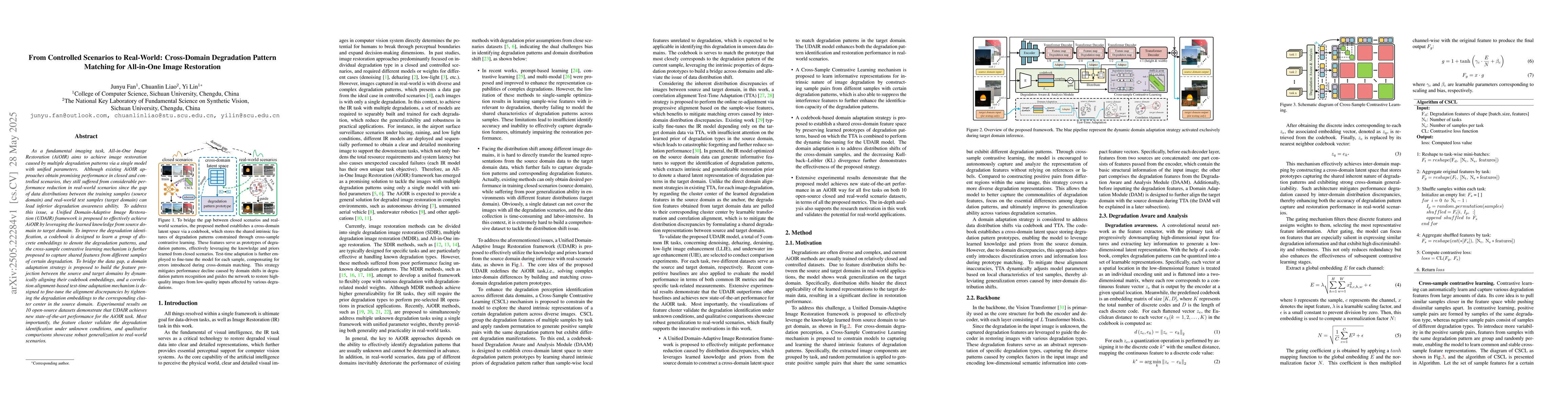 Thumbnail for From Controlled Scenarios to Real-World: Cross-Domain Degradation
  Pattern Matching for All-in-One Image Restoration