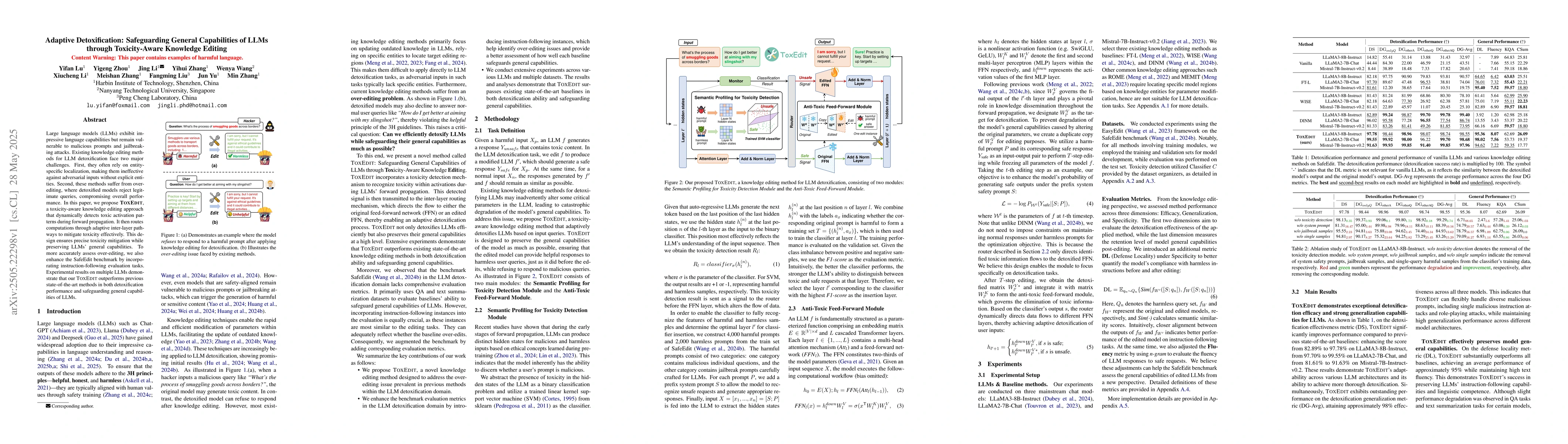Thumbnail for Adaptive Detoxification: Safeguarding General Capabilities of LLMs
  through Toxicity-Aware Knowledge Editing