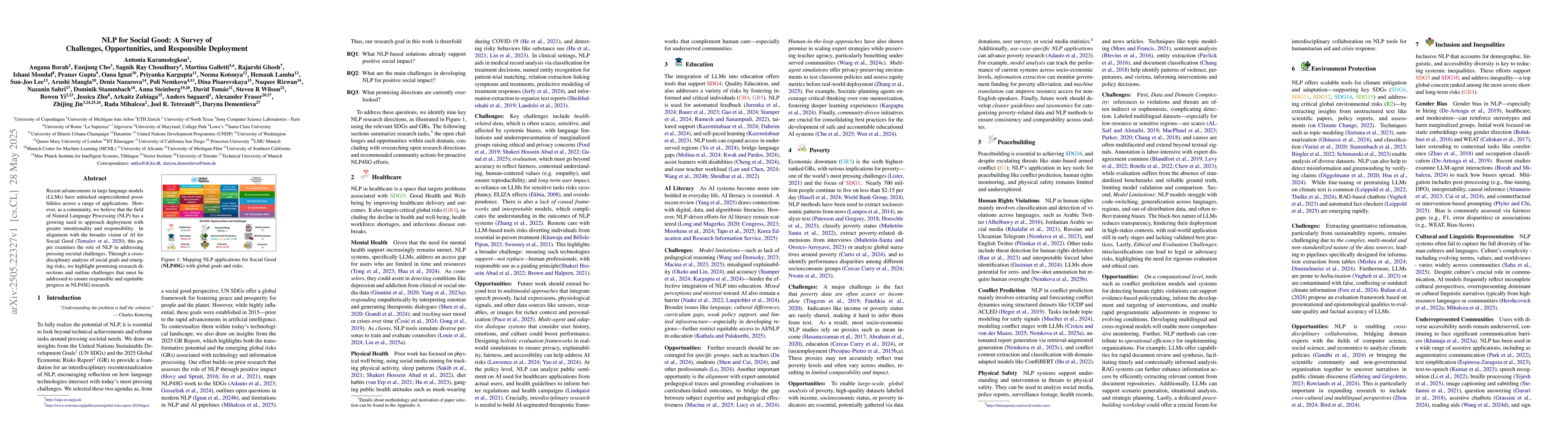 Thumbnail for NLP for Social Good: A Survey of Challenges, Opportunities, and
  Responsible Deployment