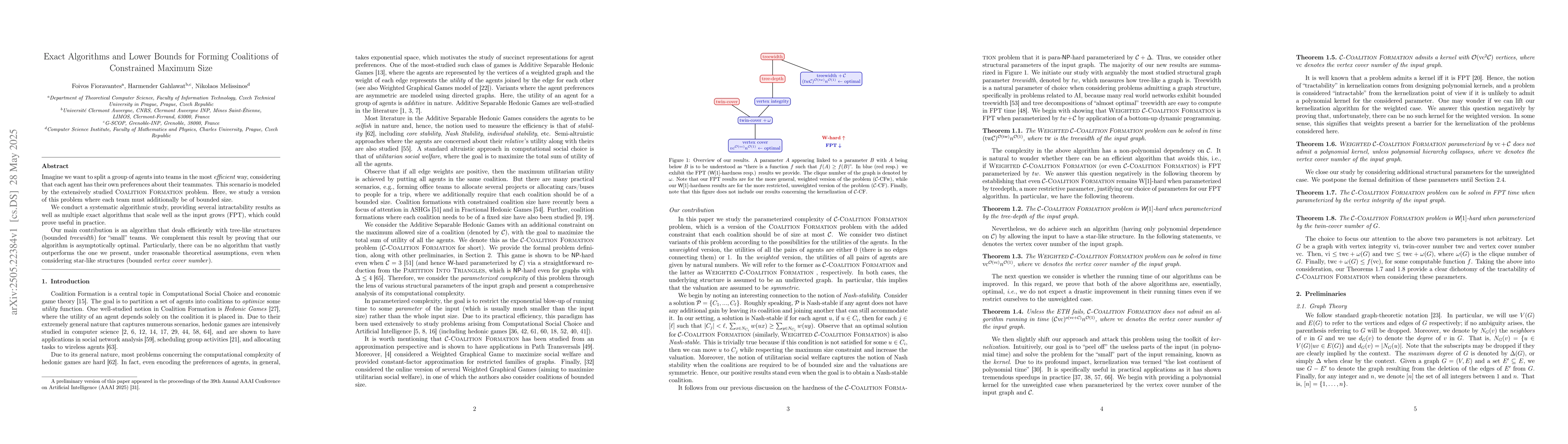 Thumbnail for Exact Algorithms and Lower Bounds for Forming Coalitions of Constrained
  Maximum Size