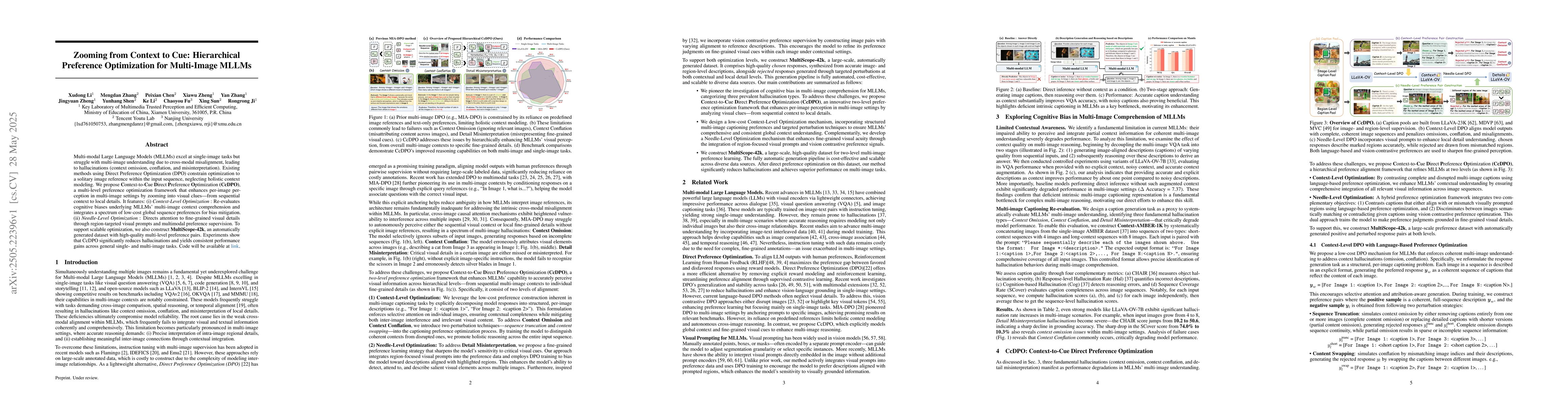 Thumbnail for Zooming from Context to Cue: Hierarchical Preference Optimization for
  Multi-Image MLLMs