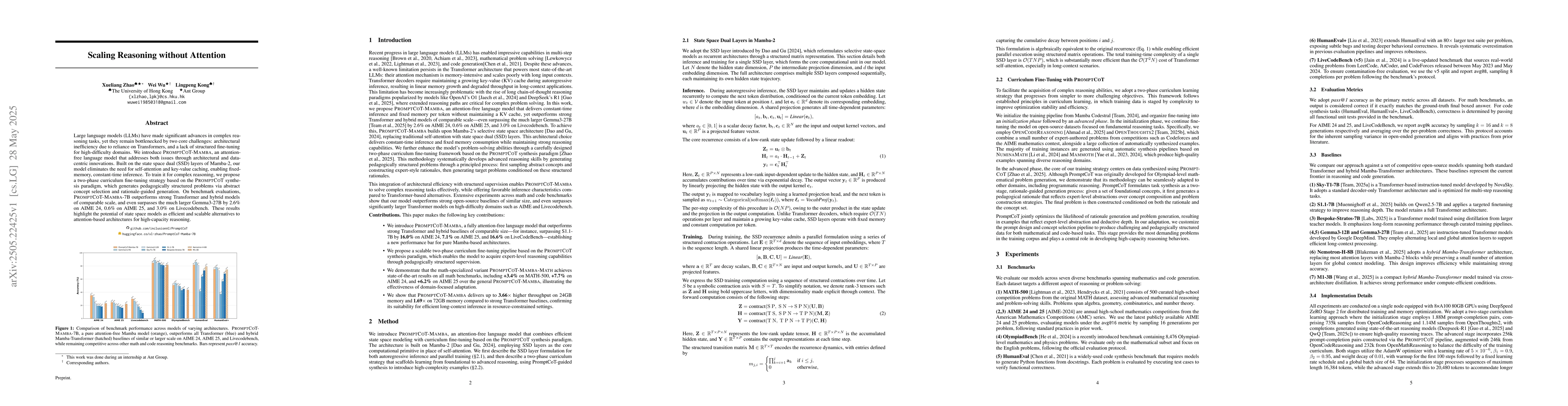 Thumbnail for Scaling Reasoning without Attention