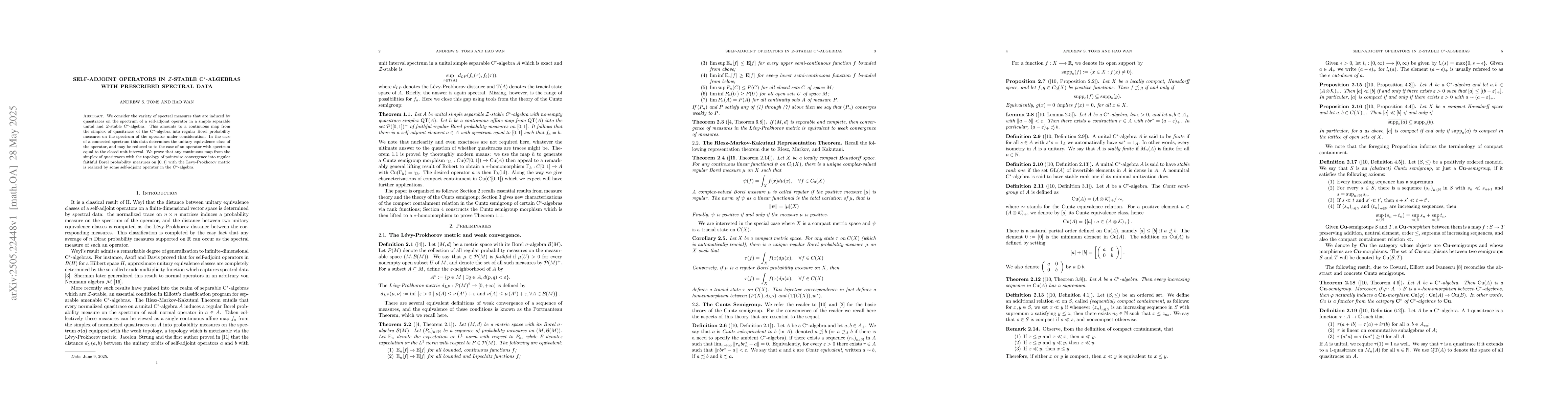 Thumbnail for Self-adjoint operators in Z-stable C$^*$-algebras with prescribed
  spectral data