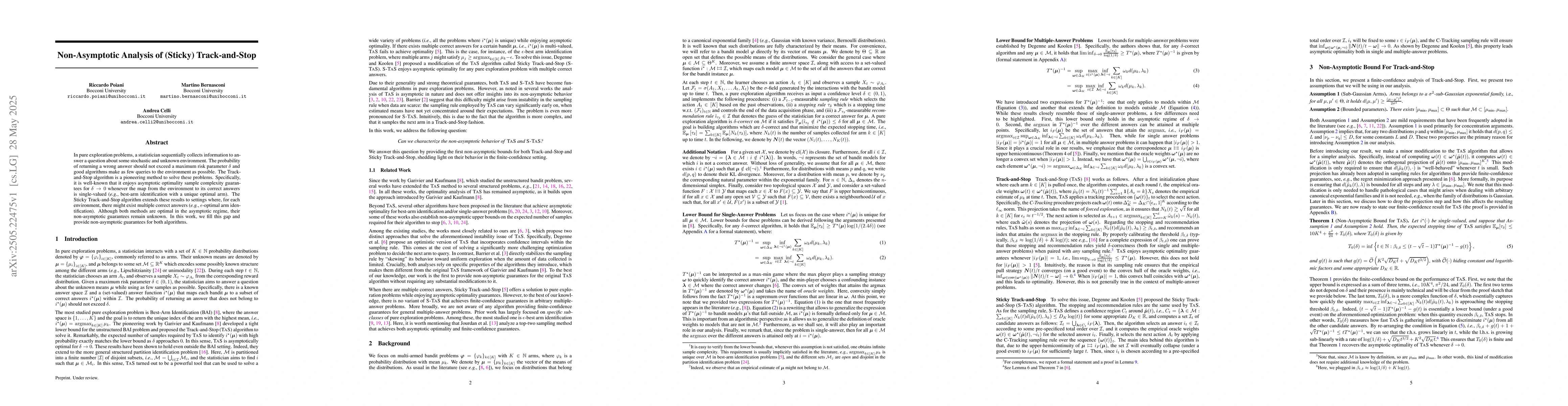 Thumbnail for Non-Asymptotic Analysis of (Sticky) Track-and-Stop