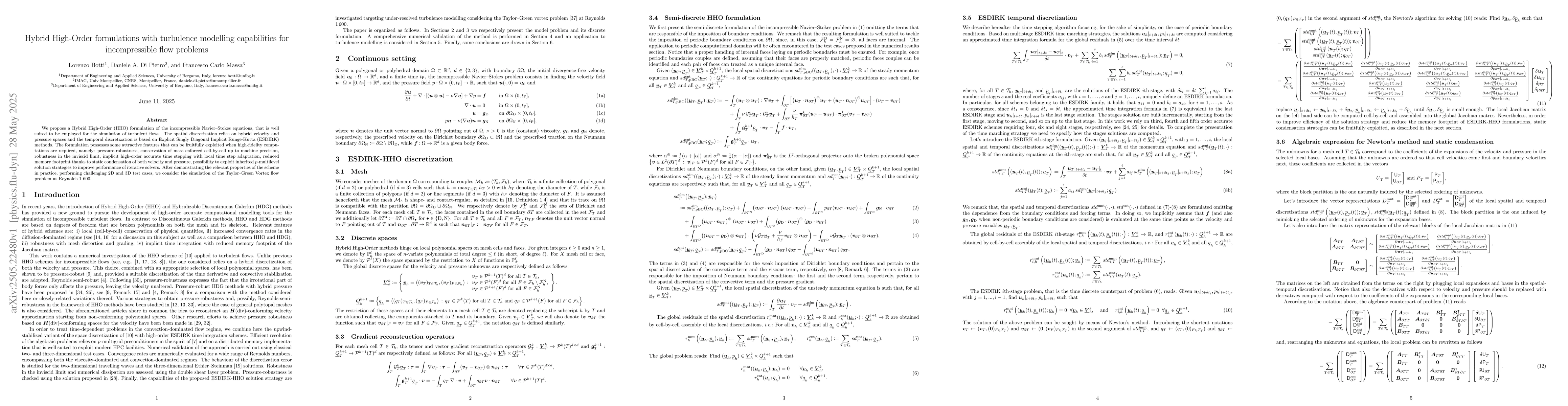 Thumbnail for Hybrid High-Order formulations with turbulence modelling capabilities
  for incompressible flow problems