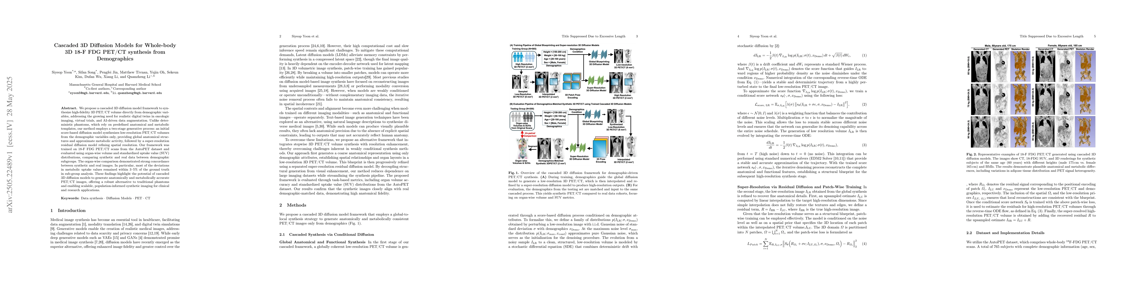 Thumbnail for Cascaded 3D Diffusion Models for Whole-body 3D 18-F FDG PET/CT synthesis
  from Demographics