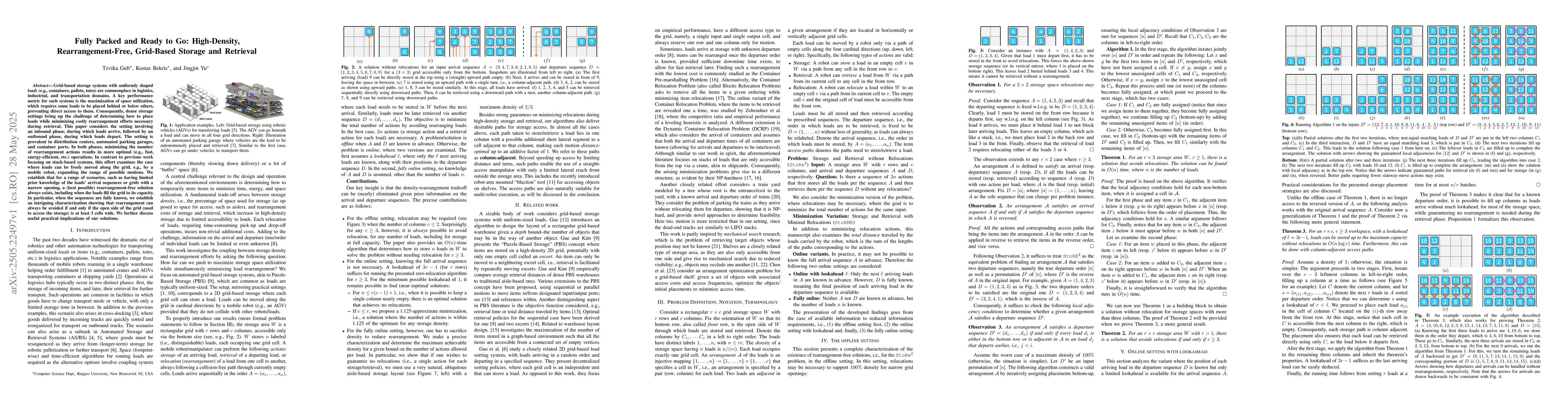 Thumbnail for Fully Packed and Ready to Go: High-Density, Rearrangement-Free,
  Grid-Based Storage and Retrieval