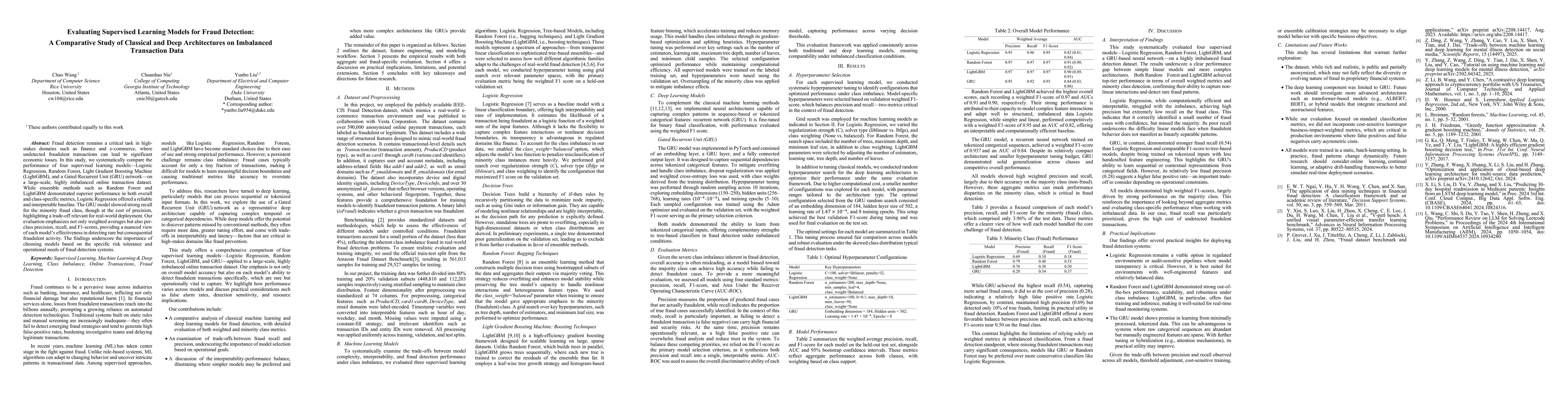 Thumbnail for Evaluating Supervised Learning Models for Fraud Detection: A Comparative
  Study of Classical and Deep Architectures on Imbalanced Transaction Data