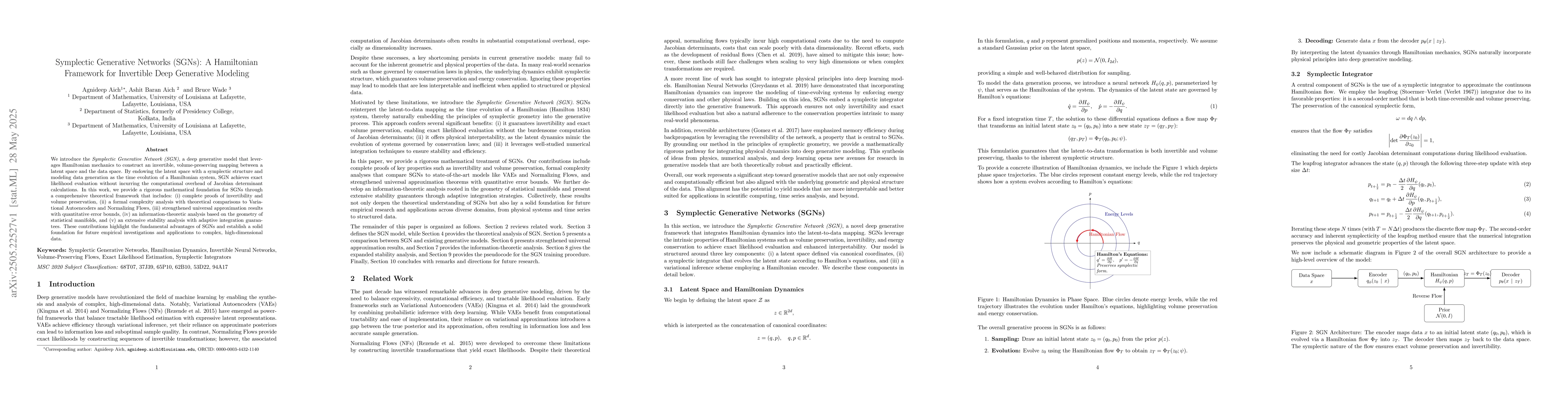 Thumbnail for Symplectic Generative Networks (SGNs): A Hamiltonian Framework for
  Invertible Deep Generative Modeling