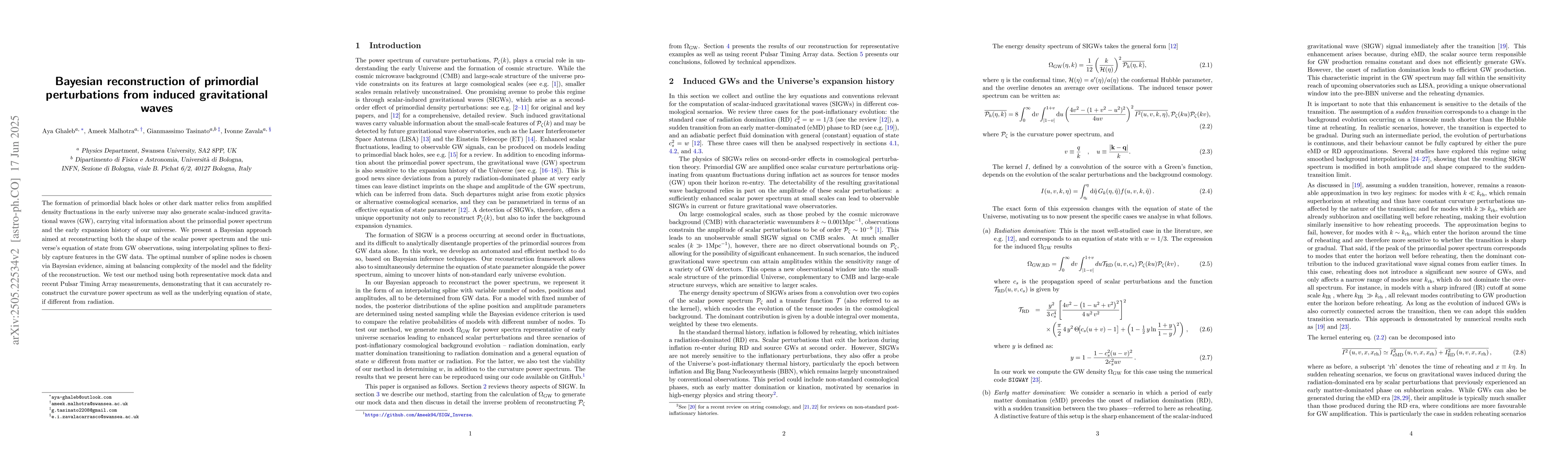 Thumbnail for Bayesian reconstruction of primordial perturbations from induced
  gravitational waves
