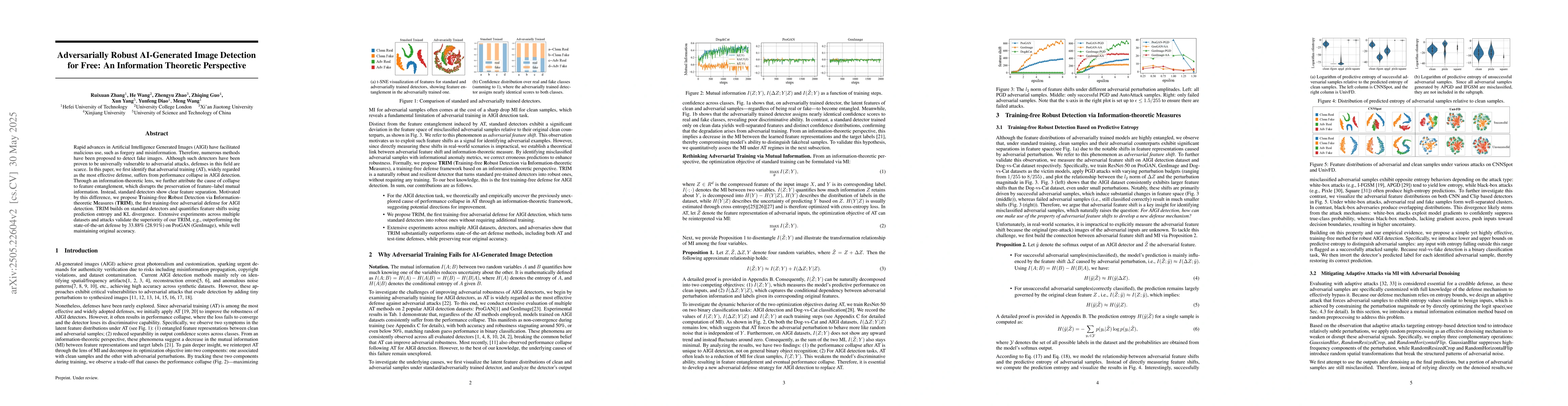 Thumbnail for Adversarially Robust AI-Generated Image Detection for Free: An
  Information Theoretic Perspective