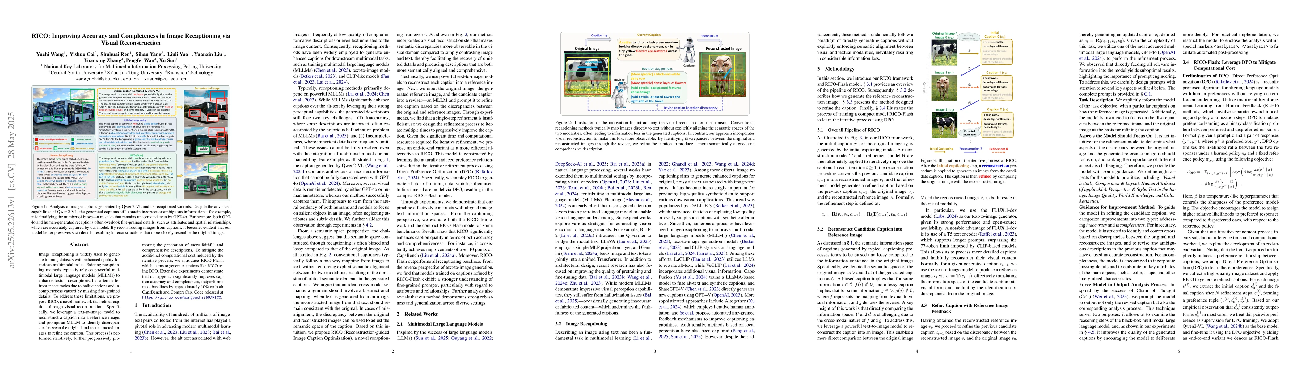 Thumbnail for RICO: Improving Accuracy and Completeness in Image Recaptioning via
  Visual Reconstruction