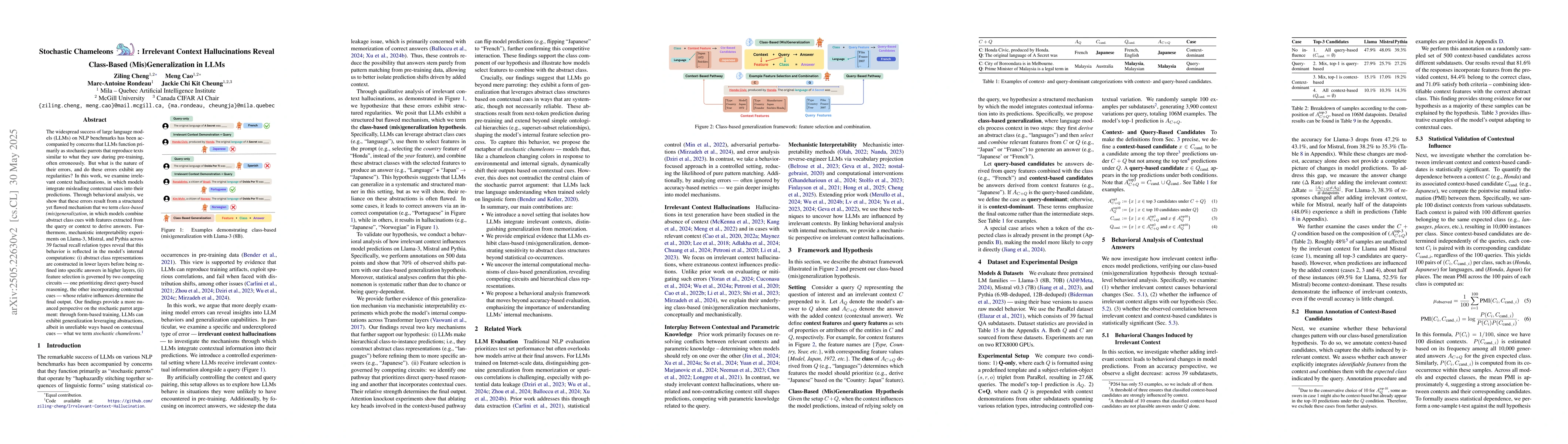 Thumbnail for Stochastic Chameleons: Irrelevant Context Hallucinations Reveal
  Class-Based (Mis)Generalization in LLMs