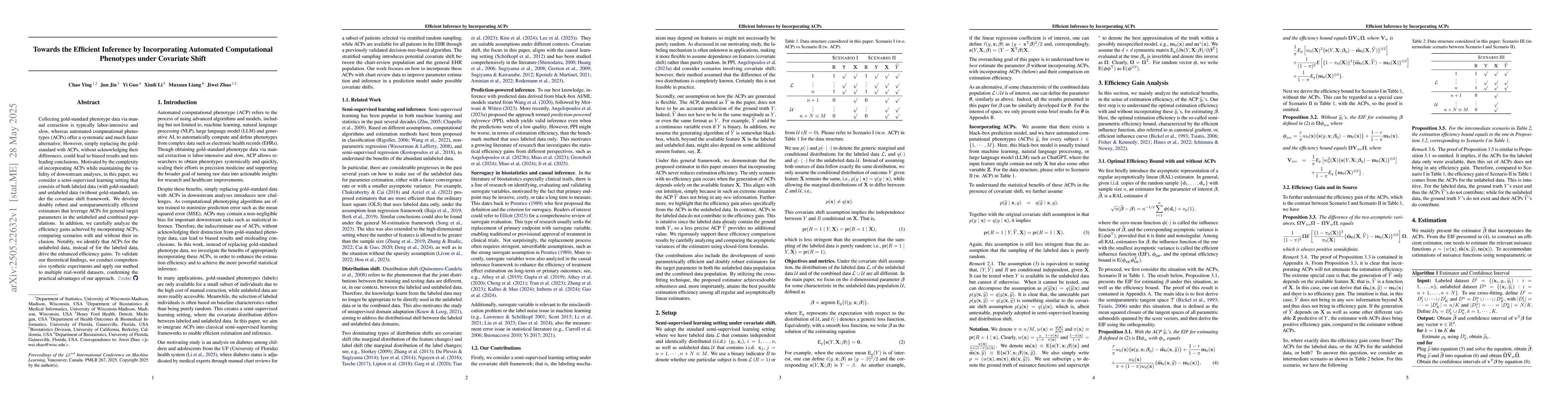 Thumbnail for Towards the Efficient Inference by Incorporating Automated Computational
  Phenotypes under Covariate Shift