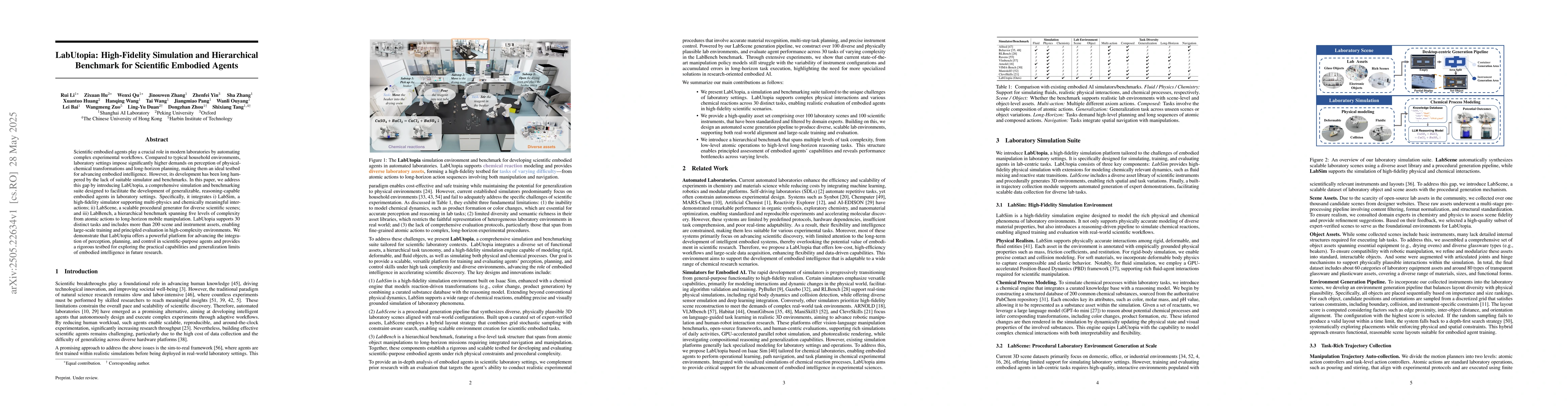 Thumbnail for LabUtopia: High-Fidelity Simulation and Hierarchical Benchmark for
  Scientific Embodied Agents