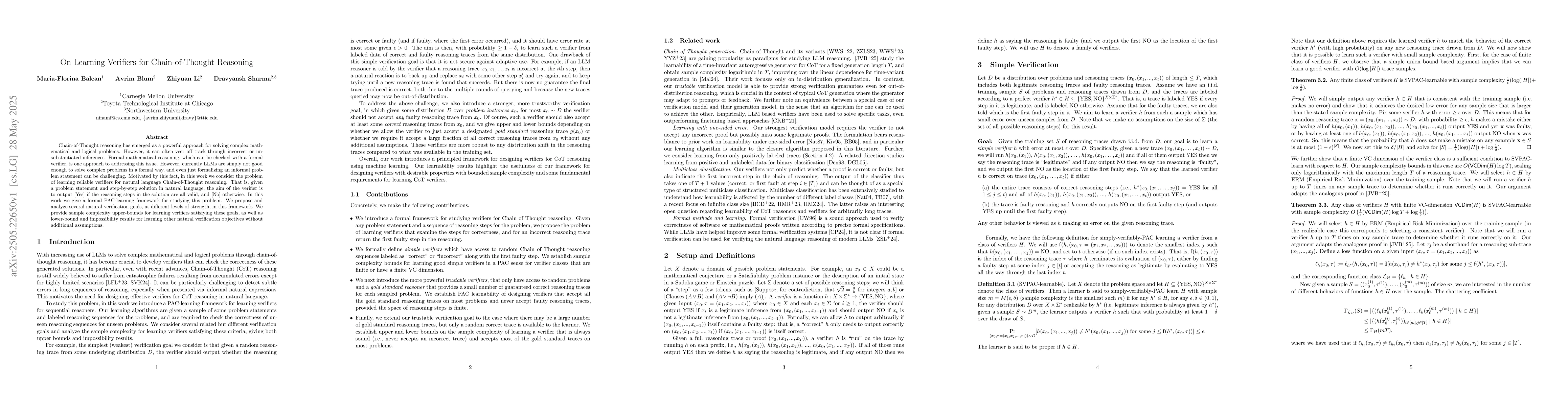Thumbnail for On Learning Verifiers for Chain-of-Thought Reasoning