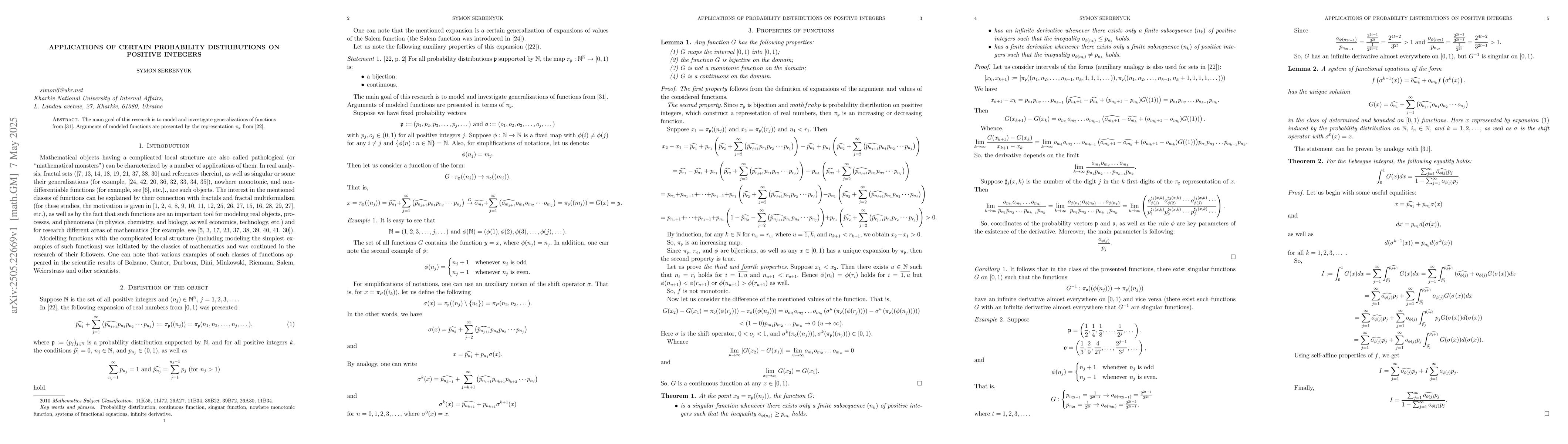 Thumbnail for Applications of certain probability distributions on positive integers