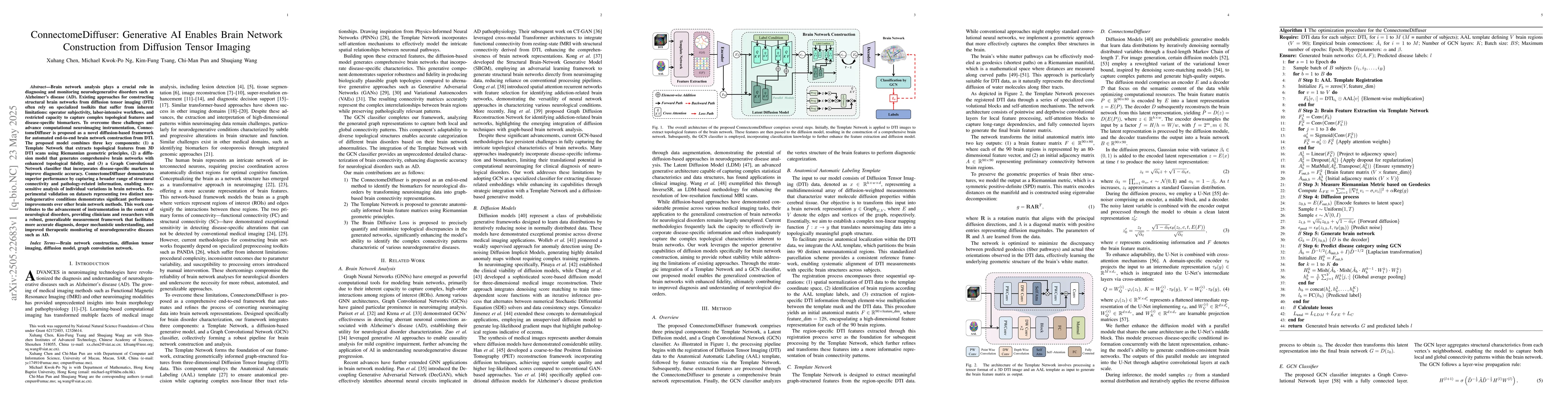 Thumbnail for ConnectomeDiffuser: Generative AI Enables Brain Network Construction
  from Diffusion Tensor Imaging