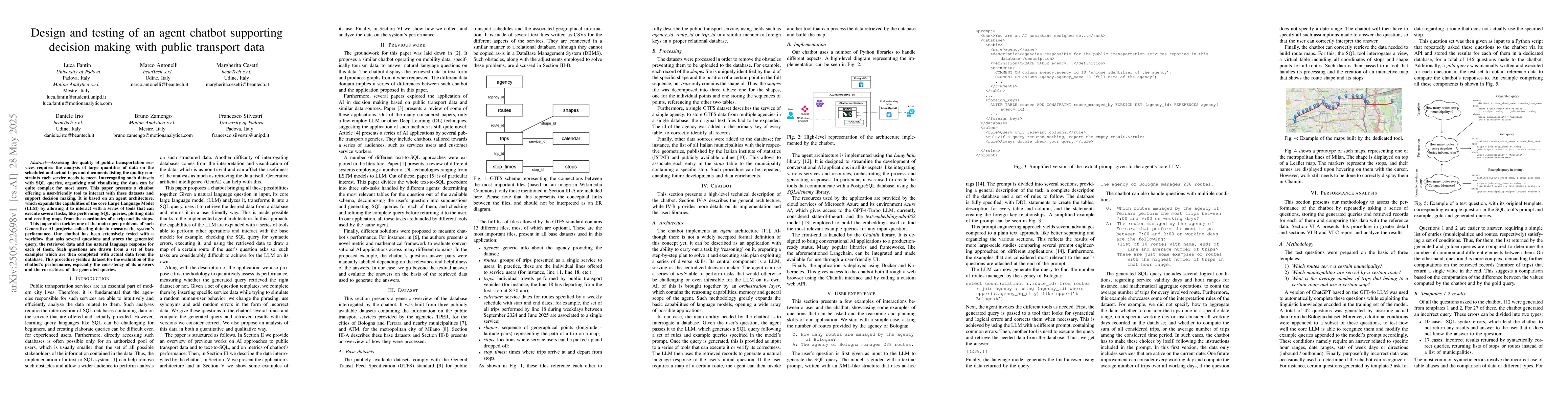 Thumbnail for Design and testing of an agent chatbot supporting decision making with
  public transport data