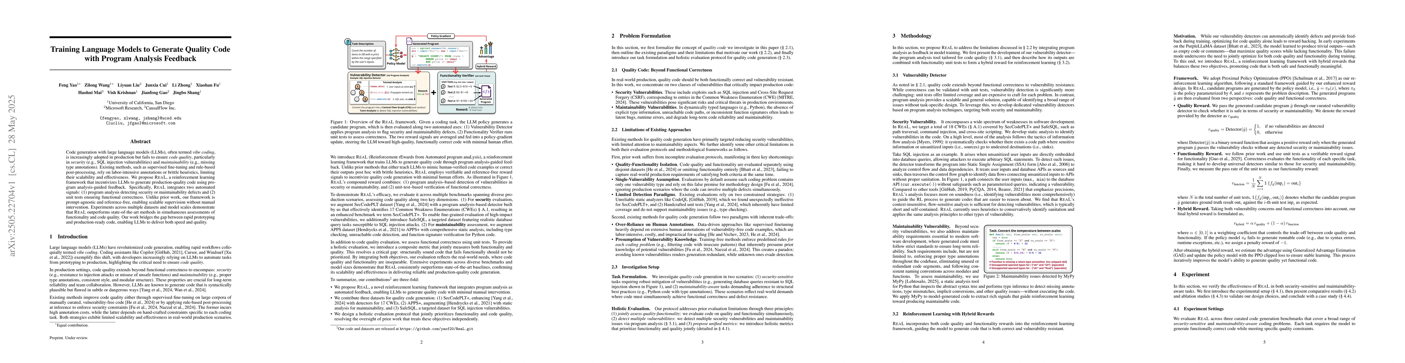 Thumbnail for Training Language Models to Generate Quality Code with Program Analysis
  Feedback