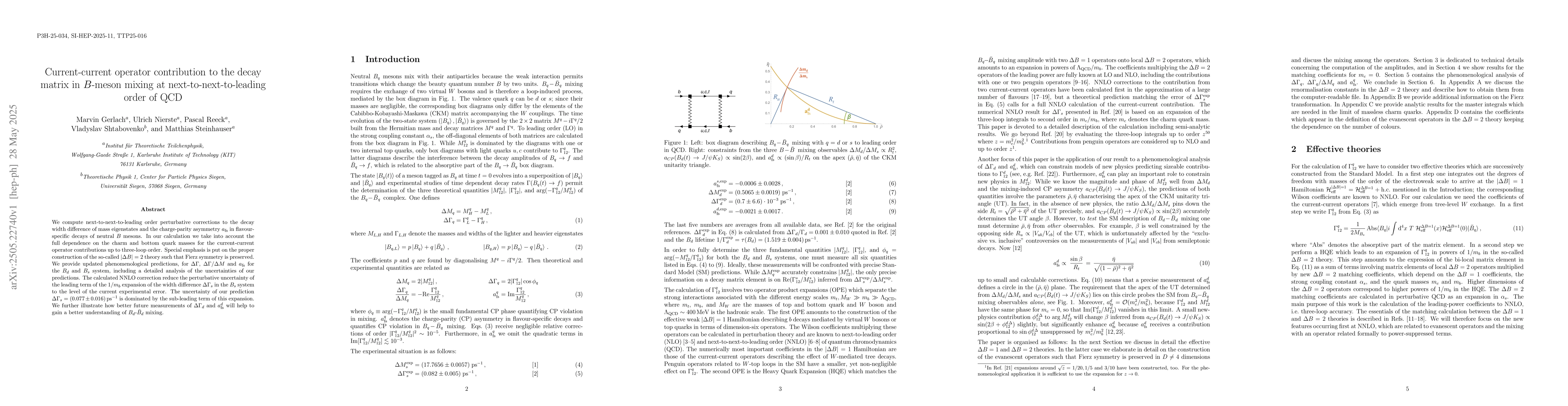 Thumbnail for Current-current operator contribution to the decay matrix in $B$-meson
  mixing at next-to-next-to-leading order of QCD