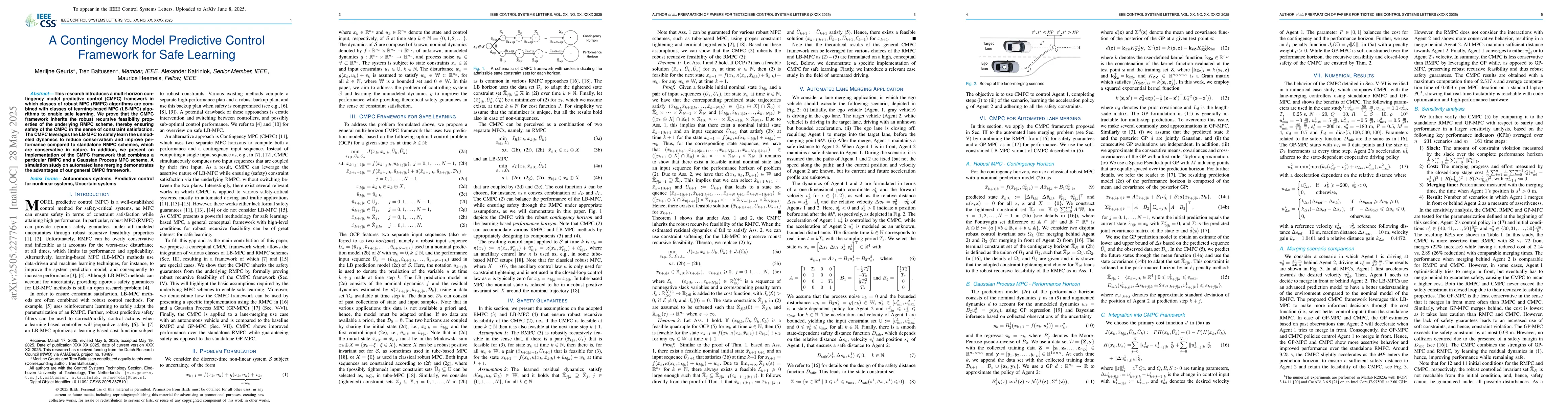 Thumbnail for A Contingency Model Predictive Control Framework for Safe Learning