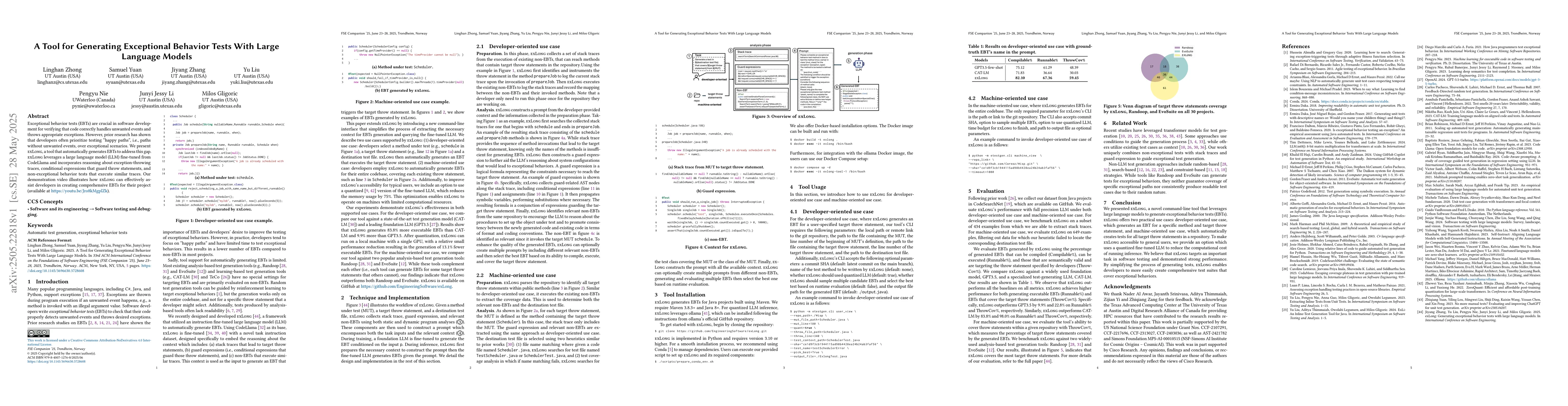 Thumbnail for A Tool for Generating Exceptional Behavior Tests With Large Language
  Models