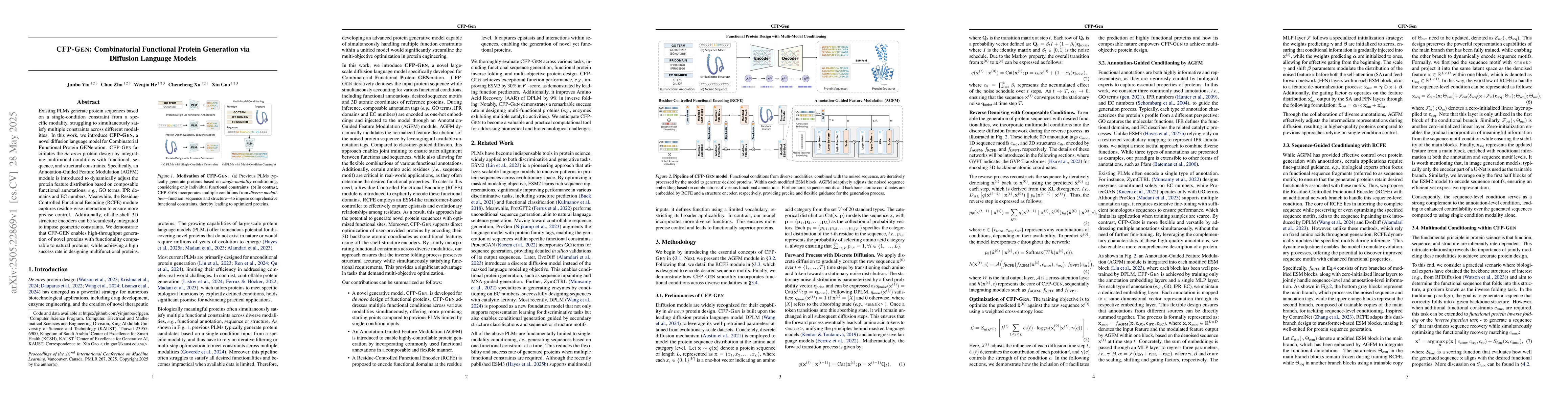 Thumbnail for CFP-Gen: Combinatorial Functional Protein Generation via Diffusion
  Language Models