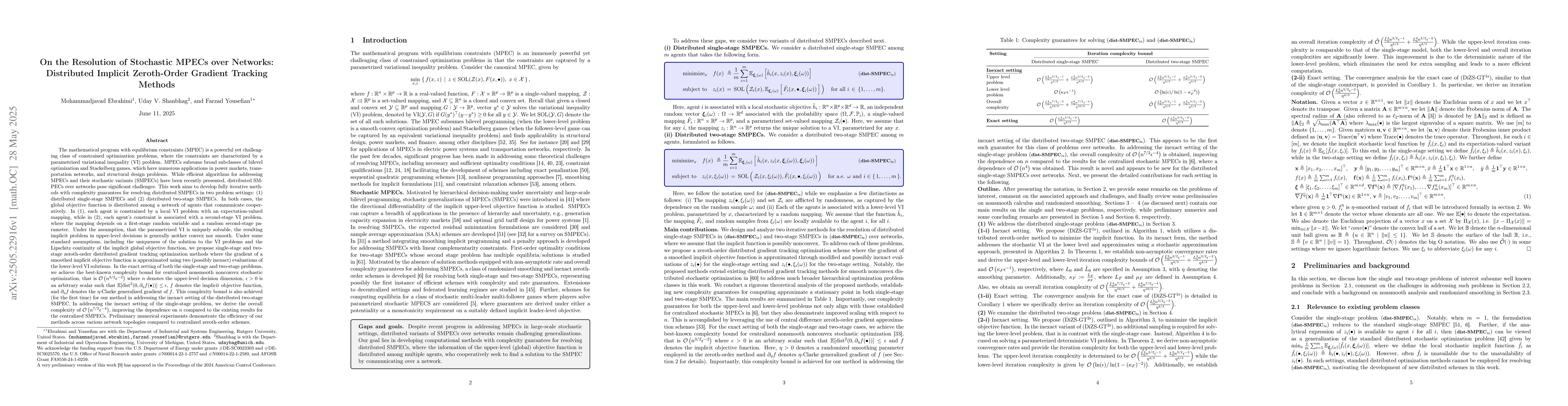 Thumbnail for On the Resolution of Stochastic MPECs over Networks: Distributed
  Implicit Zeroth-Order Gradient Tracking Methods