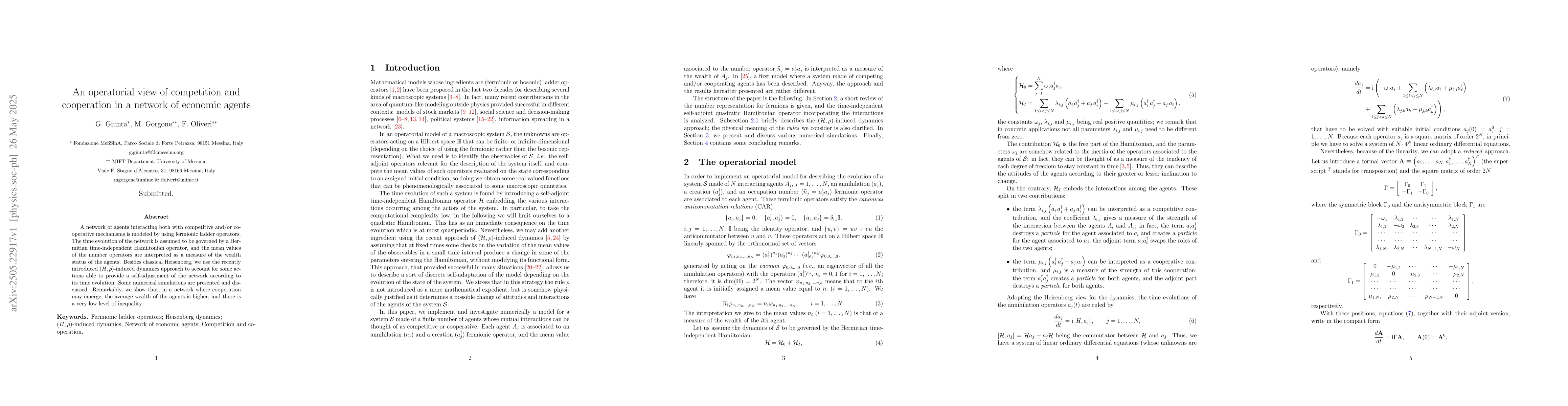 Thumbnail for An operatorial view of competition and cooperation in a network of
  economic agents