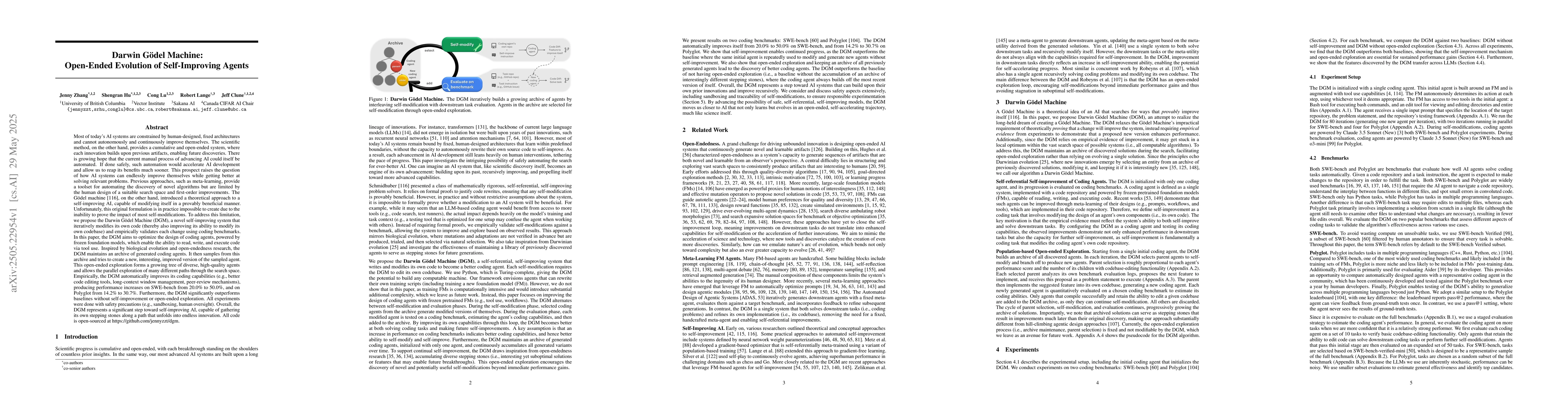 Thumbnail for Darwin Godel Machine: Open-Ended Evolution of Self-Improving Agents