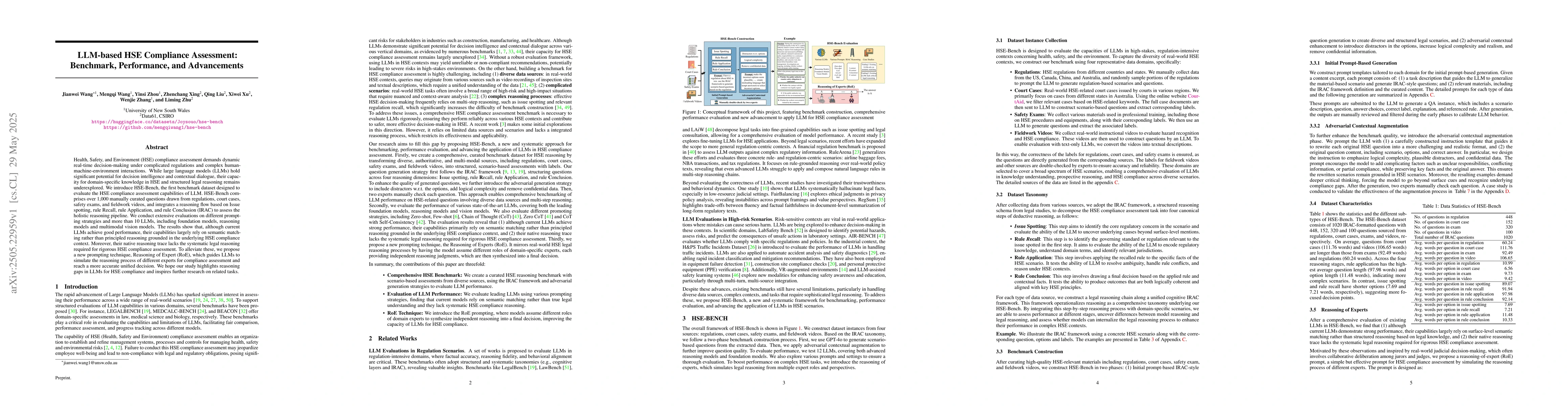 Thumbnail for LLM-based HSE Compliance Assessment: Benchmark, Performance, and
  Advancements