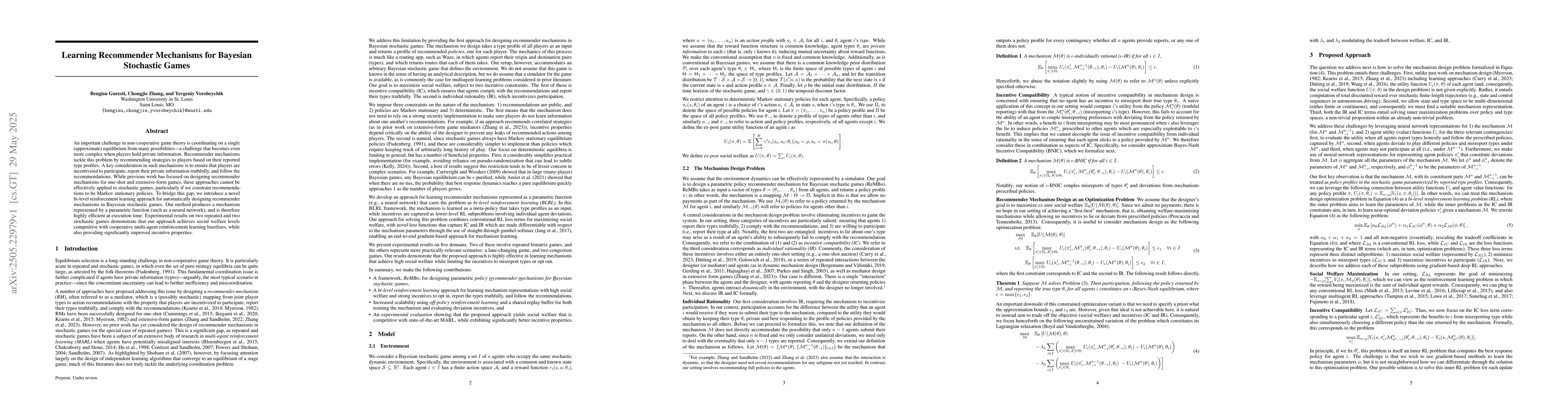Thumbnail for Learning Recommender Mechanisms for Bayesian Stochastic Games