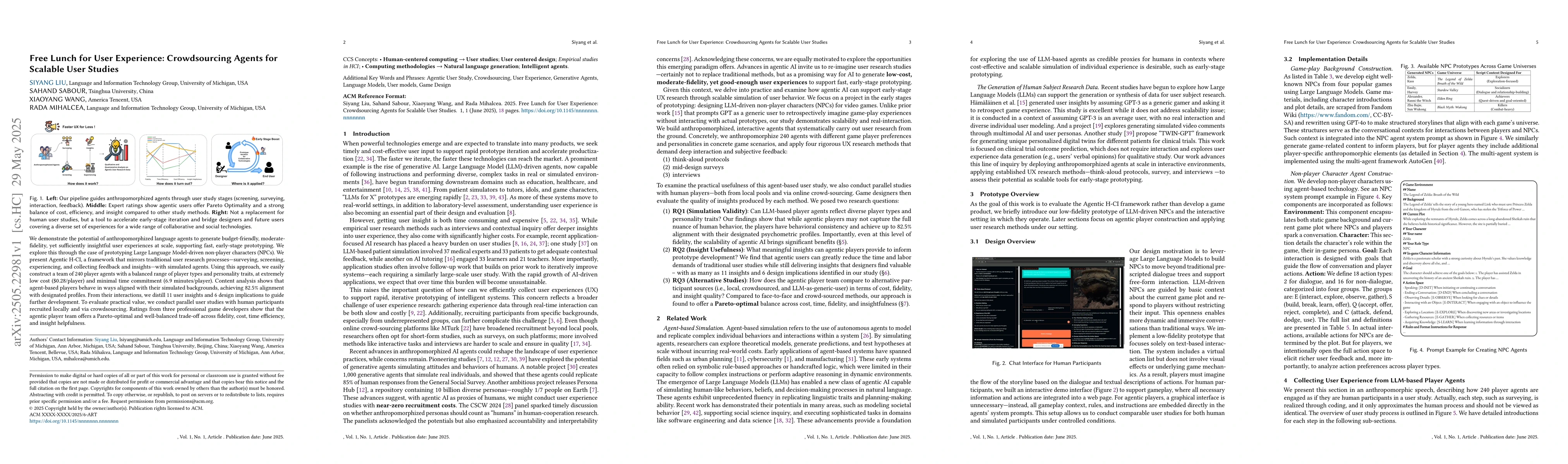 Thumbnail for Free Lunch for User Experience: Crowdsourcing Agents for Scalable User
  Studies