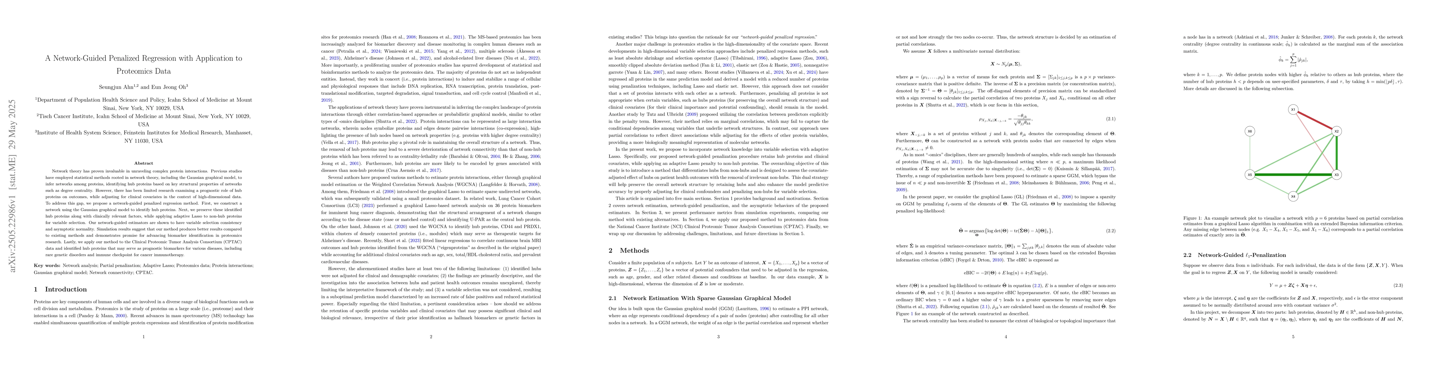 Thumbnail for A Network-Guided Penalized Regression with Application to Proteomics
  Data