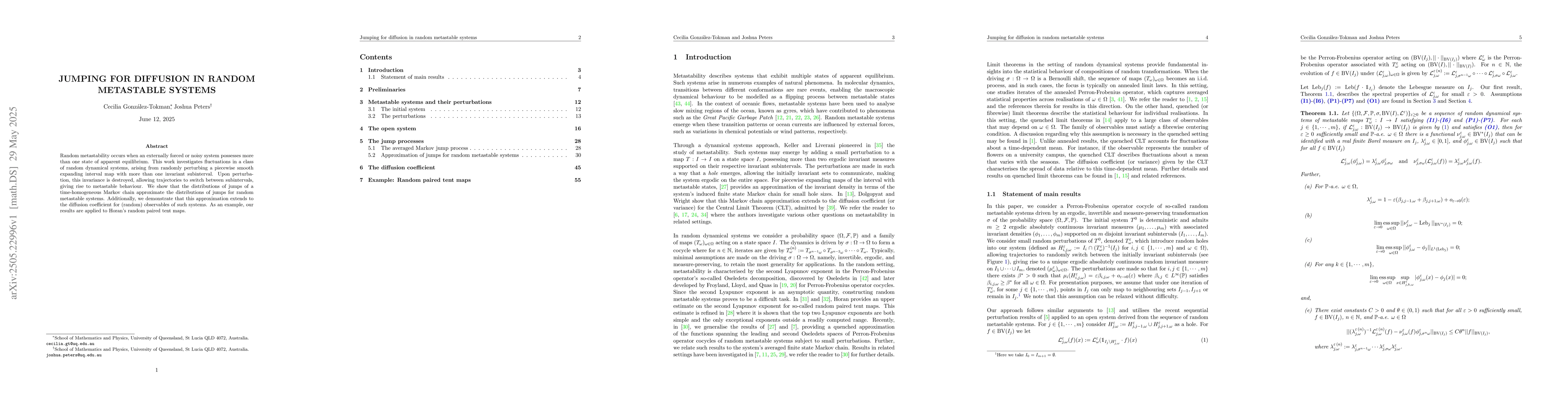 Thumbnail for Jumping for diffusion in random metastable systems