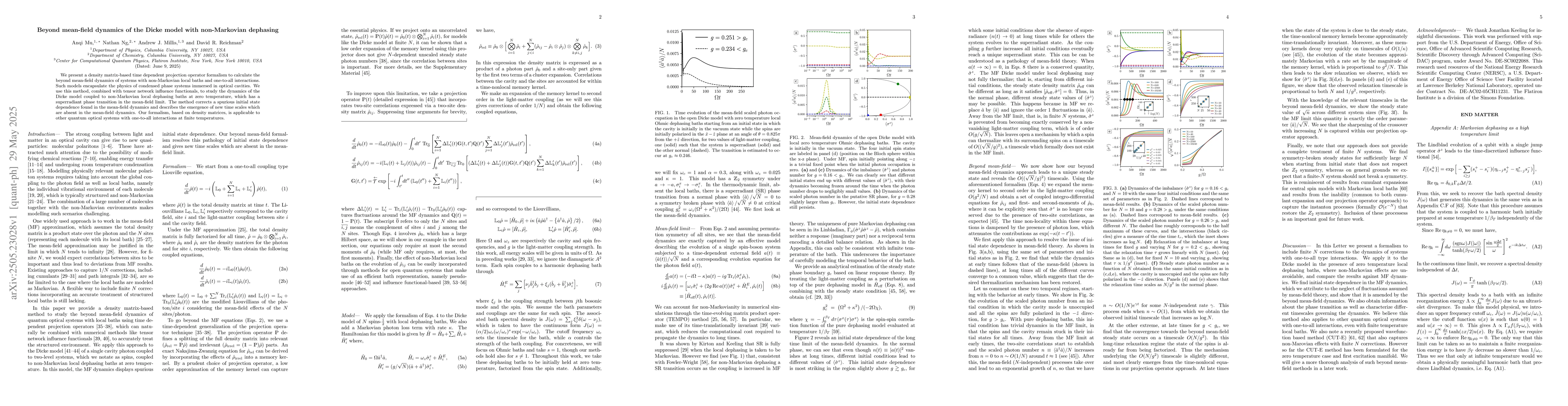 Thumbnail for Beyond mean-field dynamics of the Dicke model with non-Markovian
  dephasing