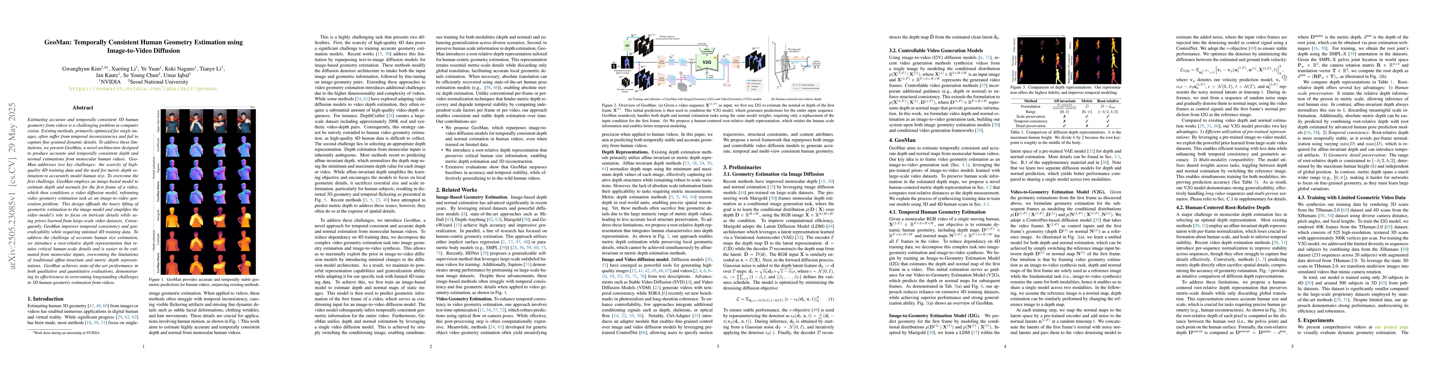 Thumbnail for GeoMan: Temporally Consistent Human Geometry Estimation using
  Image-to-Video Diffusion