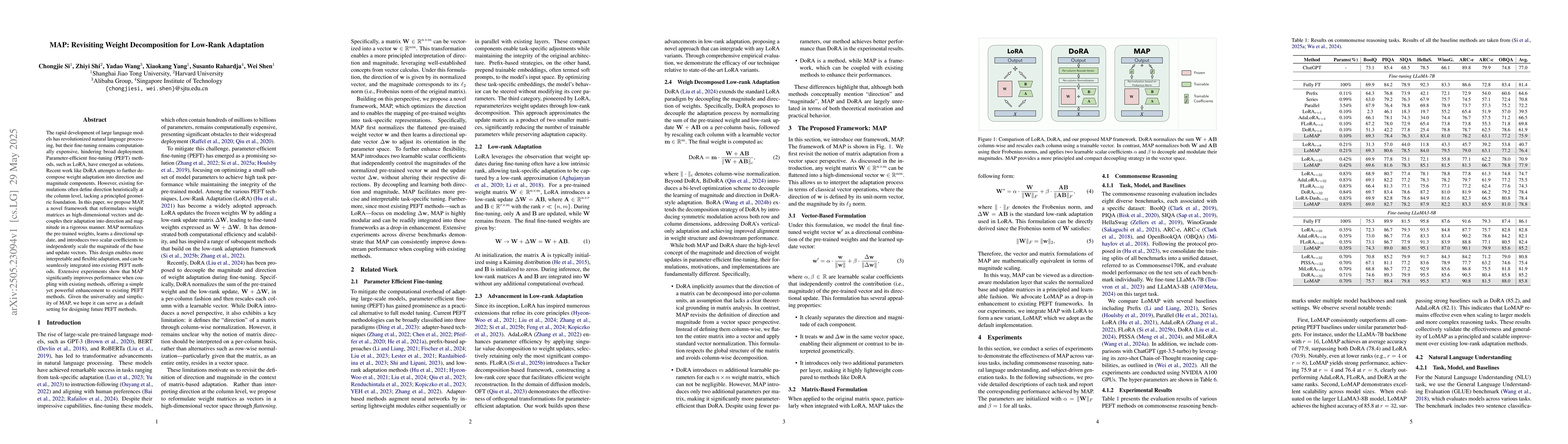 Thumbnail for MAP: Revisiting Weight Decomposition for Low-Rank Adaptation