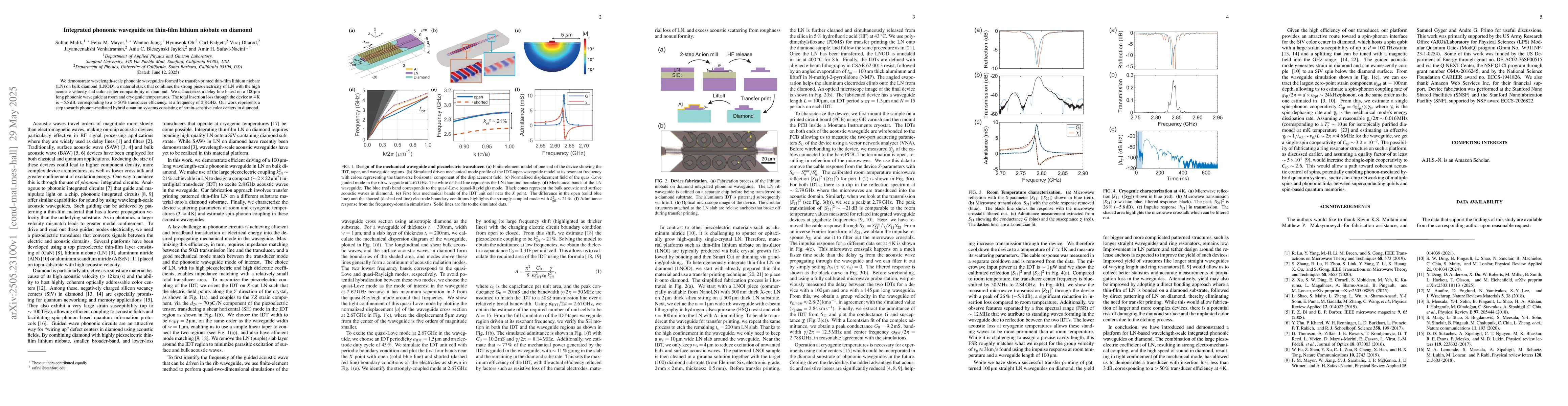 Thumbnail for Integrated phononic waveguide on thin-film lithium niobate on diamond