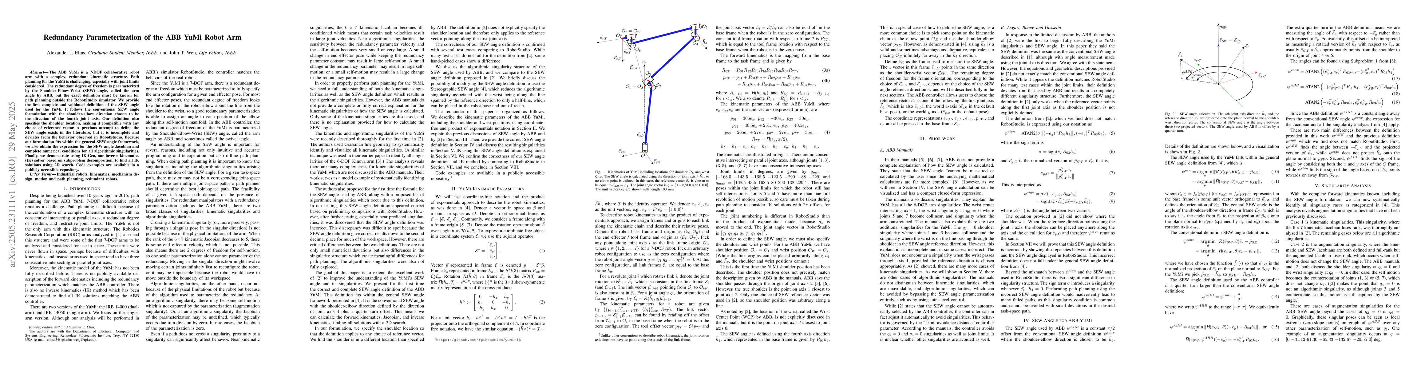Thumbnail for Redundancy Parameterization of the ABB YuMi Robot Arm