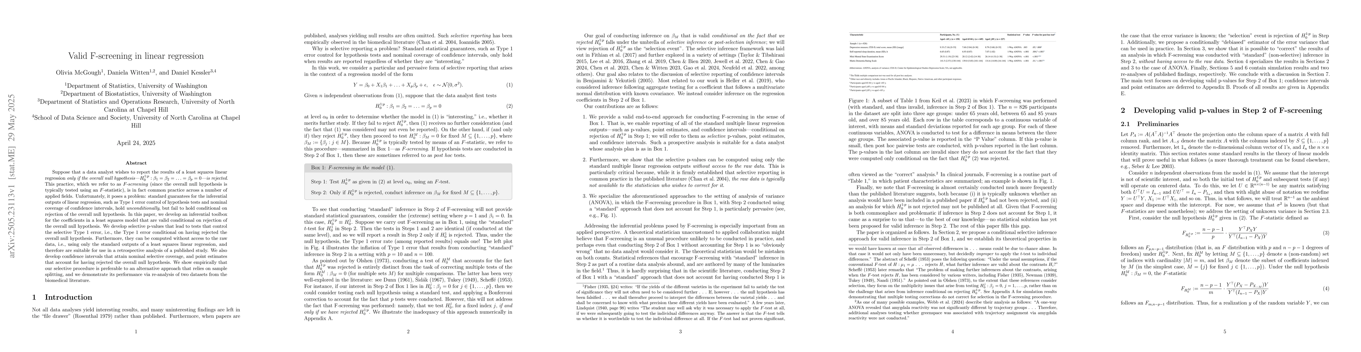 Thumbnail for Valid F-screening in linear regression
