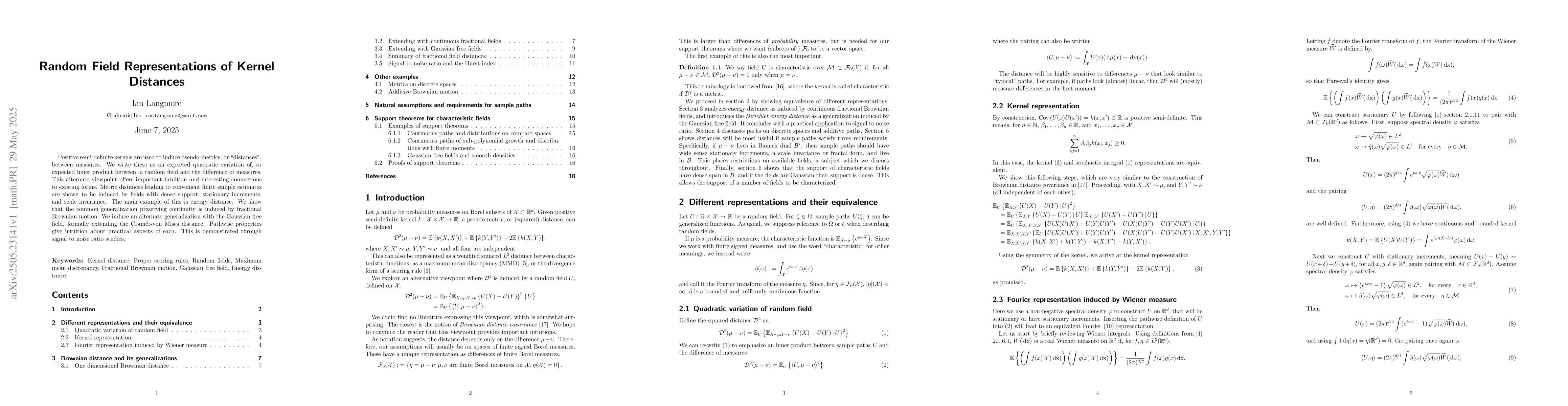 Thumbnail for Random Field Representations of Kernel Distances