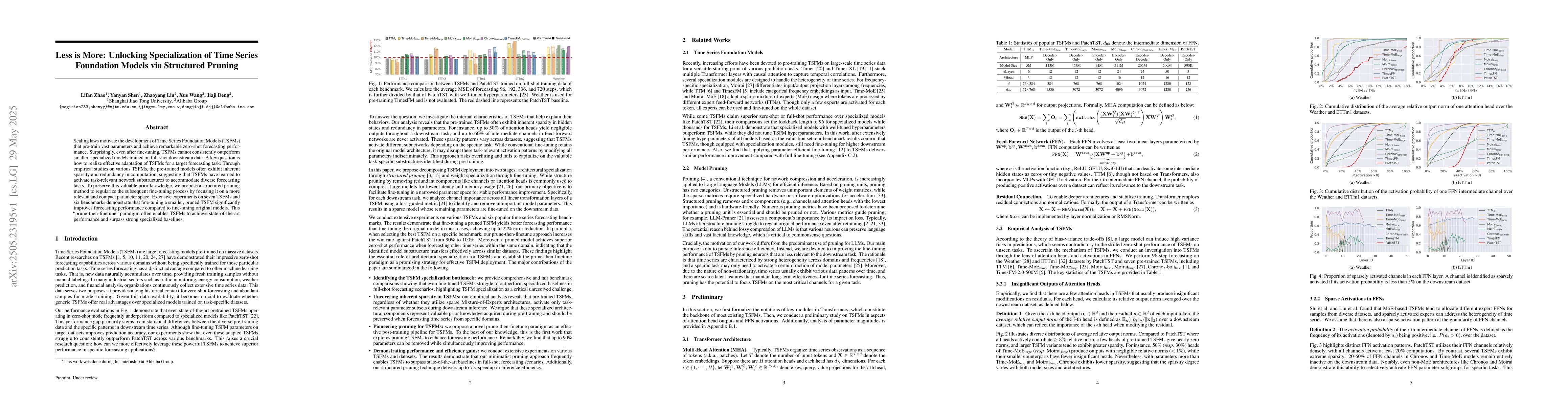Thumbnail for Less is More: Unlocking Specialization of Time Series Foundation Models
  via Structured Pruning