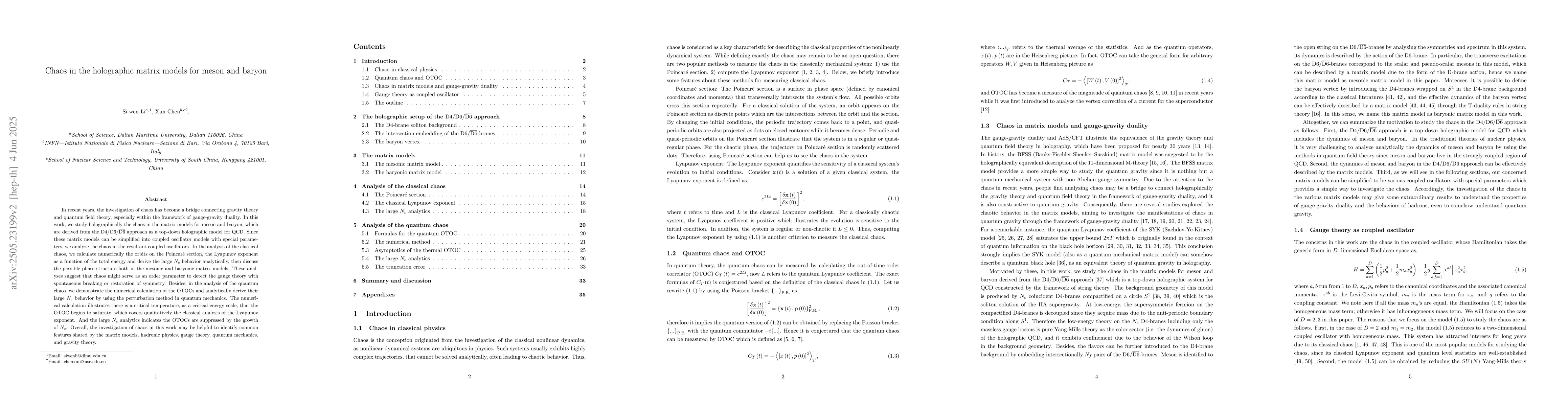 Thumbnail for Chaos in the holographic matrix models for meson and baryon