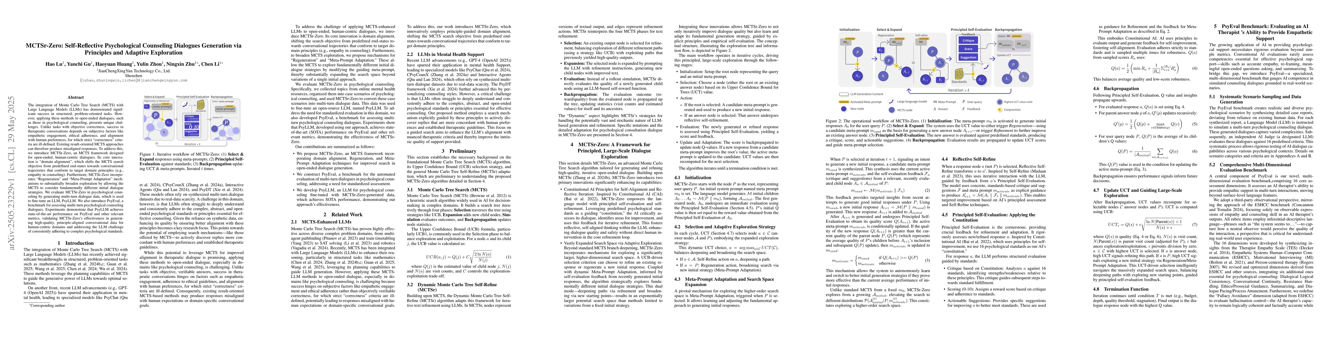 Thumbnail for MCTSr-Zero: Self-Reflective Psychological Counseling Dialogues
  Generation via Principles and Adaptive Exploration