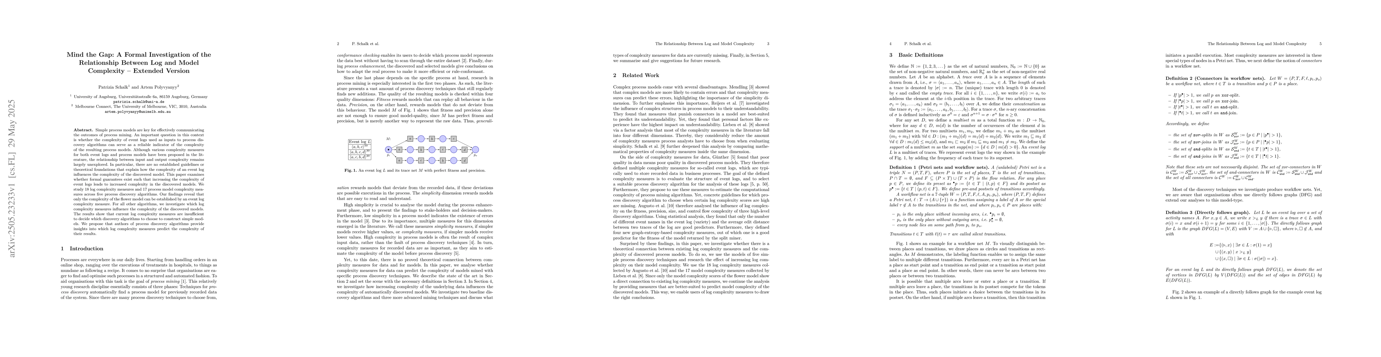 Thumbnail for Mind the Gap: A Formal Investigation of the Relationship Between Log and
  Model Complexity -- Extended Version