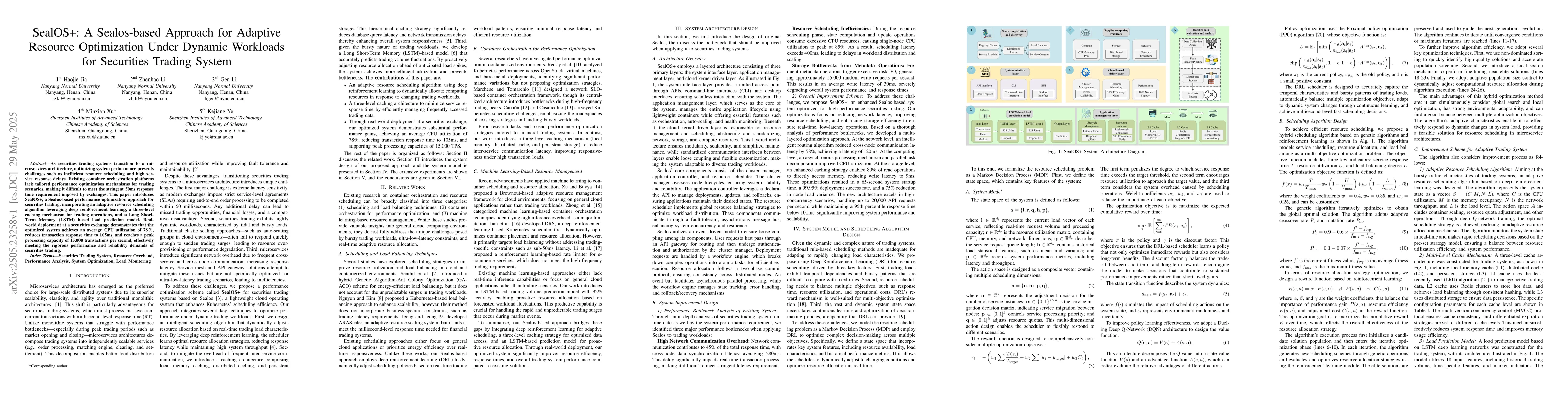 Thumbnail for SealOS+: A Sealos-based Approach for Adaptive Resource Optimization
  Under Dynamic Workloads for Securities Trading System